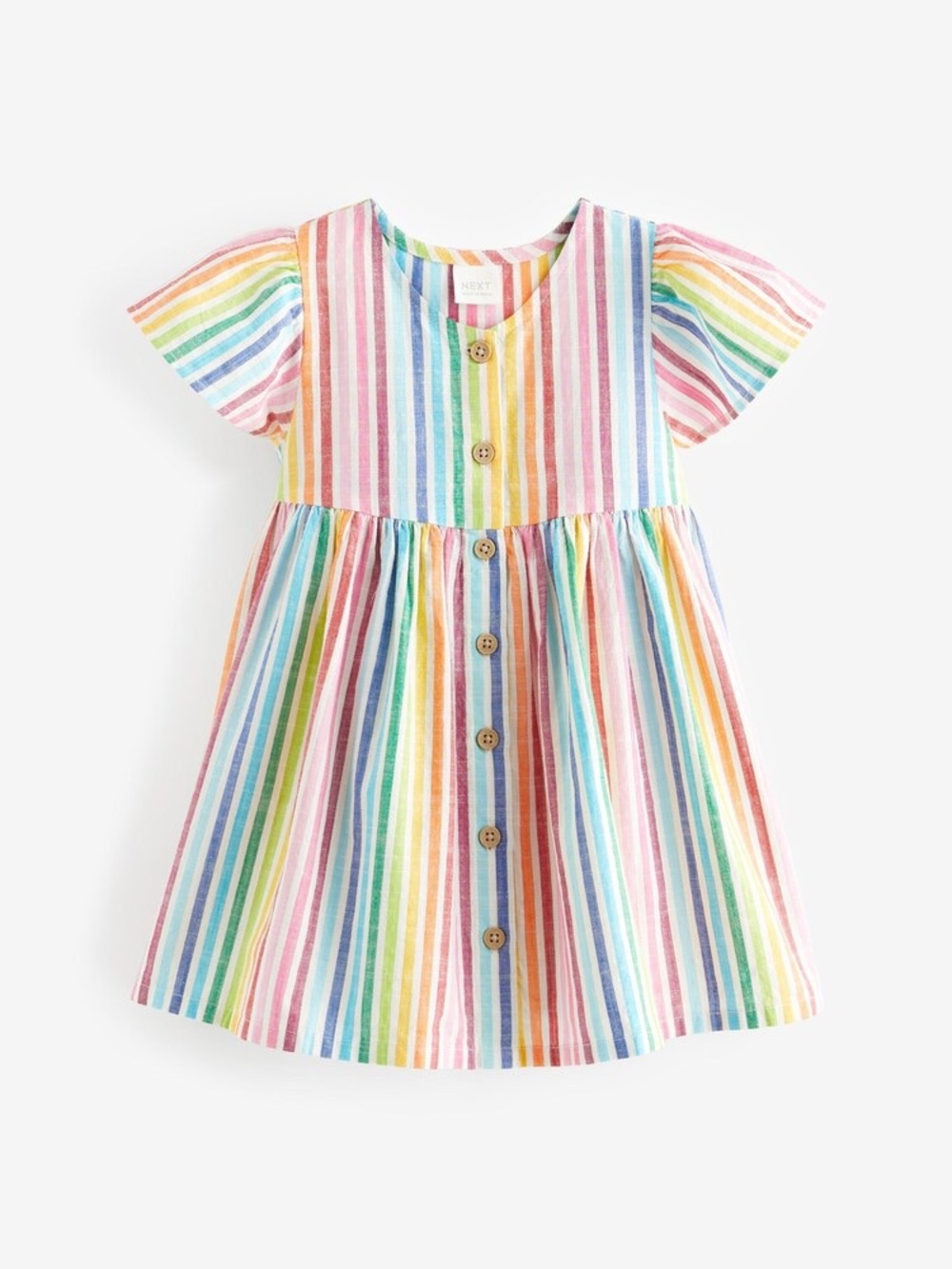 Next Kids Rainbow Stripe Button Up Summer Dress